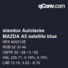 Color code: standox Autolacke - MAZDA A5 satellite blue | qconv.com