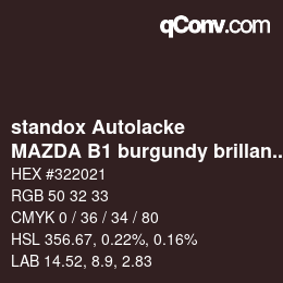 Code couleur: standox Autolacke - MAZDA B1 burgundy brillant | qconv.com