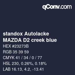 Farbcode: standox Autolacke - MAZDA D2 creek blue | qconv.com