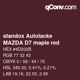Farbcode: standox Autolacke - MAZDA D7 maple red | qconv.com