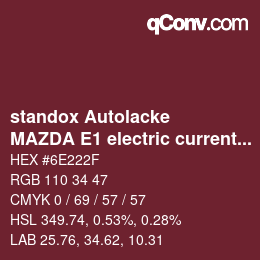 Color code: standox Autolacke - MAZDA E1 electric current red | qconv.com