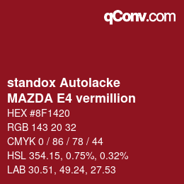 Farbcode: standox Autolacke - MAZDA E4 vermillion | qconv.com