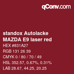 Code couleur: standox Autolacke - MAZDA E9 laser red | qconv.com