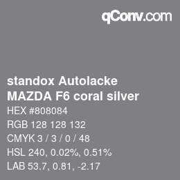Code couleur: standox Autolacke - MAZDA F6 coral silver | qconv.com