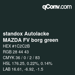 Code couleur: standox Autolacke - MAZDA FV borg green | qconv.com