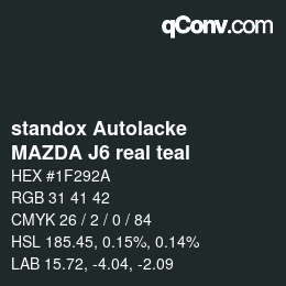 Código de color: standox Autolacke - MAZDA J6 real teal | qconv.com