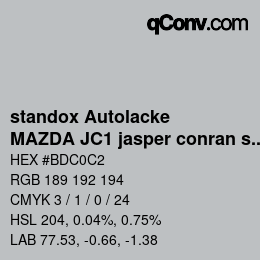 Farbcode: standox Autolacke - MAZDA JC1 jasper conran silver | qconv.com