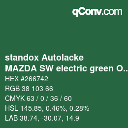 Código de color: standox Autolacke - MAZDA SW electric green OEM 2006 | qconv.com