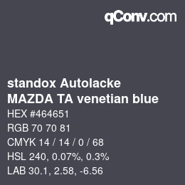 Color code: standox Autolacke - MAZDA TA venetian blue | qconv.com