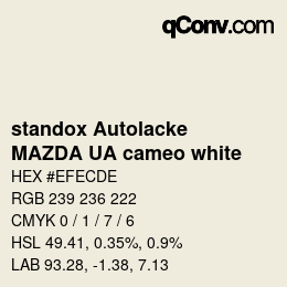 Farbcode: standox Autolacke - MAZDA UA cameo white | qconv.com