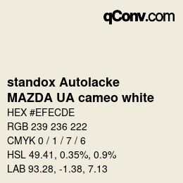 Color code: standox Autolacke - MAZDA UA cameo white | qconv.com