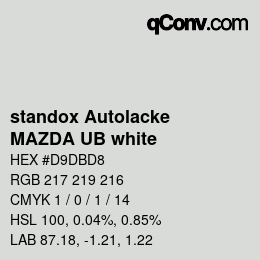 Code couleur: standox Autolacke - MAZDA UB white | qconv.com