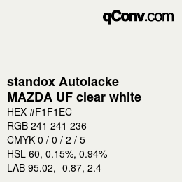 Farbcode: standox Autolacke - MAZDA UF clear white | qconv.com