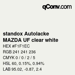 Código de color: standox Autolacke - MAZDA UF clear white | qconv.com