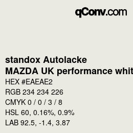 Código de color: standox Autolacke - MAZDA UK performance white | qconv.com