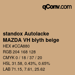Code couleur: standox Autolacke - MAZDA VH blyth beige | qconv.com