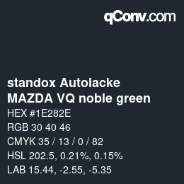 カラーコード: standox Autolacke - MAZDA VQ noble green | qconv.com