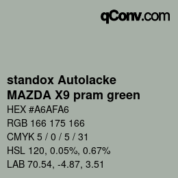 カラーコード: standox Autolacke - MAZDA X9 pram green | qconv.com