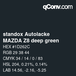 カラーコード: standox Autolacke - MAZDA Z8 deep green | qconv.com