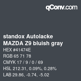 Código de color: standox Autolacke - MAZDA Z9 bluish gray | qconv.com
