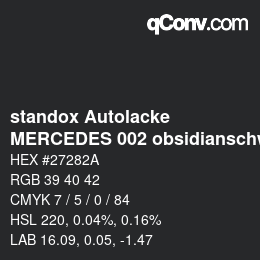 Farbcode: standox Autolacke - MERCEDES 002 obsidianschwarz | qconv.com