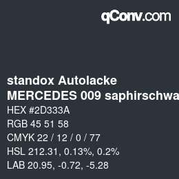 Color code: standox Autolacke - MERCEDES 009 saphirschwarz | qconv.com