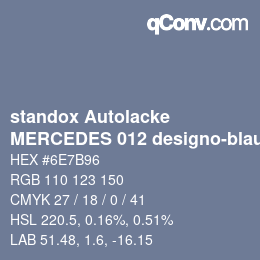 Code couleur: standox Autolacke - MERCEDES 012 designo-blau | qconv.com