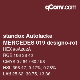 Color code: standox Autolacke - MERCEDES 019 designo-rot | qconv.com