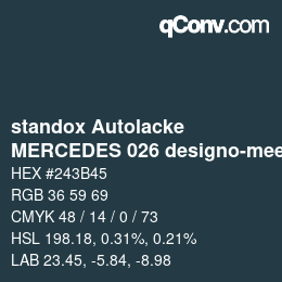 Color code: standox Autolacke - MERCEDES 026 designo-meerblau | qconv.com