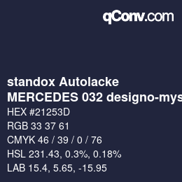 Color code: standox Autolacke - MERCEDES 032 designo-mysticblau | qconv.com