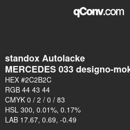 Código de color: standox Autolacke - MERCEDES 033 designo-mokkaschwarz | qconv.com