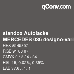 Color code: standox Autolacke - MERCEDES 036 designo-varicolor 4 | qconv.com