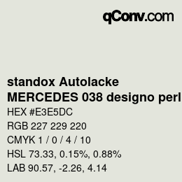 Farbcode: standox Autolacke - MERCEDES 038 designo perlweiss | qconv.com
