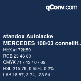 Color code: standox Autolacke - MERCEDES 108/03 connellitblau OEM 2006 | qconv.com