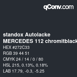 Farbcode: standox Autolacke - MERCEDES 112 chromitblack OEM 2006 | qconv.com