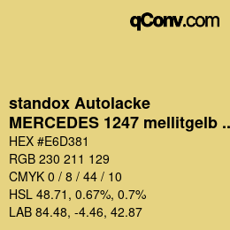 Color code: standox Autolacke - MERCEDES 1247 mellitgelb OEM2005 | qconv.com