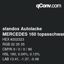 Color code: standox Autolacke - MERCEDES 160 topasschwarz | qconv.com