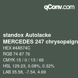 Color code: standox Autolacke - MERCEDES 247 chrysopalgruen | qconv.com