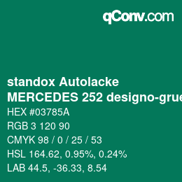 Color code: standox Autolacke - MERCEDES 252 designo-gruen | qconv.com