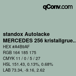 Código de color: standox Autolacke - MERCEDES 256 kristallgruen | qconv.com