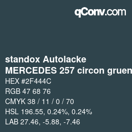 Code couleur: standox Autolacke - MERCEDES 257 circon gruen | qconv.com