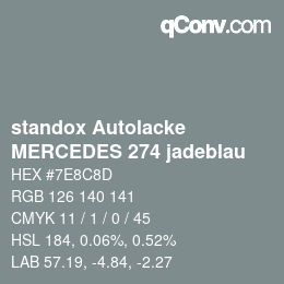 Farbcode: standox Autolacke - MERCEDES 274 jadeblau | qconv.com