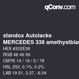 Color code: standox Autolacke - MERCEDES 338 amethystblau | qconv.com