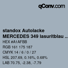Color code: standox Autolacke - MERCEDES 349 lasuritblau OEM 2006 | qconv.com