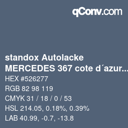Código de color: standox Autolacke - MERCEDES 367 cote d´azur blue middle | qconv.com
