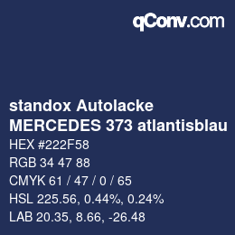 Code couleur: standox Autolacke - MERCEDES 373 atlantisblau | qconv.com