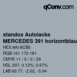 Color code: standox Autolacke - MERCEDES 391 horizontblau OEM 2006 | qconv.com