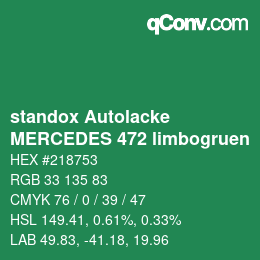 Farbcode: standox Autolacke - MERCEDES 472 limbogruen | qconv.com