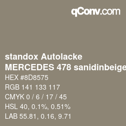Código de color: standox Autolacke - MERCEDES 478 sanidinbeige OEM 2006 | qconv.com
