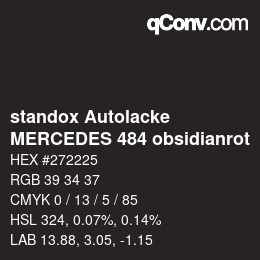 Farbcode: standox Autolacke - MERCEDES 484 obsidianrot | qconv.com